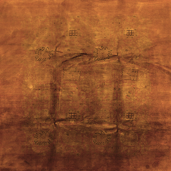 Square Oriental Orange Industrial Rug, urb1299org