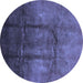 Round Oriental Blue Industrial Rug, urb1299blu