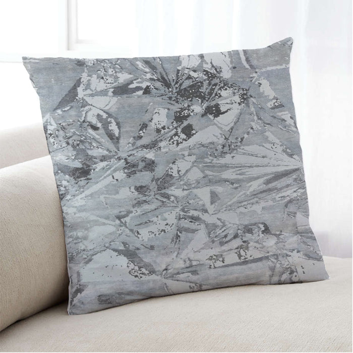 Lifestyle Image of Mid-Century Modern Urban Square Platinum Silver Gray Throw Pillow, 18 inch by 18 inch, pwurb12