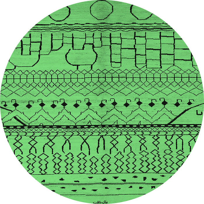 Round Oriental Emerald Green Industrial Rug, urb1300emgrn