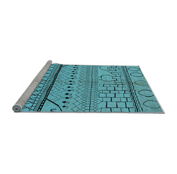 Sideview of Machine Washable Oriental Light Blue Industrial Rug, wshurb1300lblu