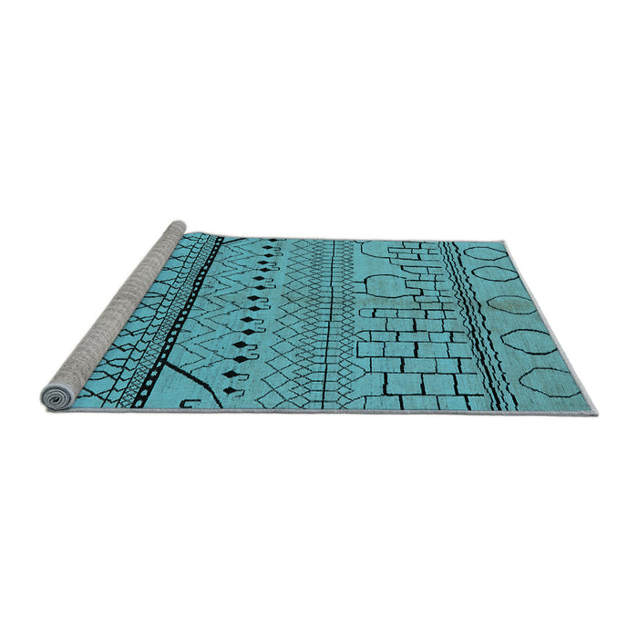 Sideview of Machine Washable Oriental Light Blue Industrial Rug, wshurb1300lblu