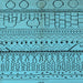 Square Machine Washable Oriental Light Blue Industrial Rug, wshurb1300lblu