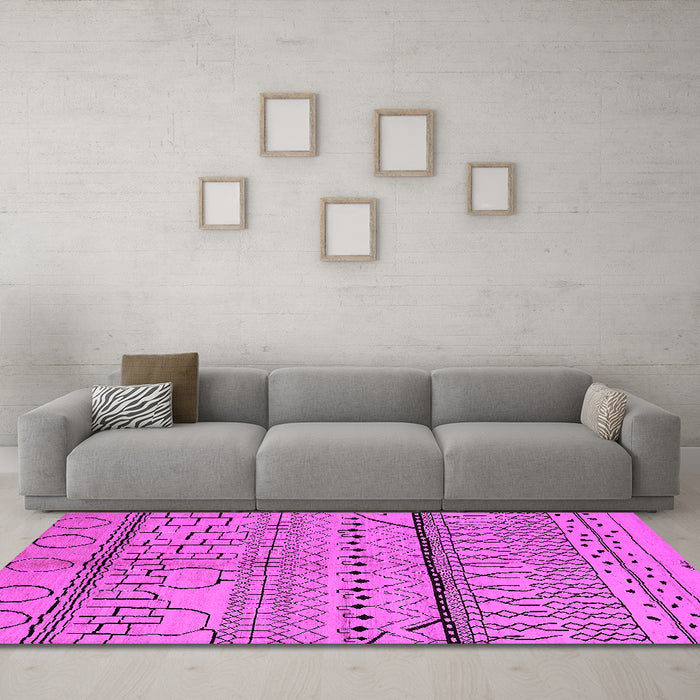 Machine Washable Oriental Pink Industrial Rug in a Living Room, wshurb1300pnk