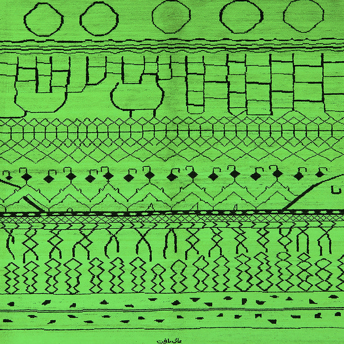 Square Machine Washable Oriental Green Industrial Area Rugs, wshurb1300grn