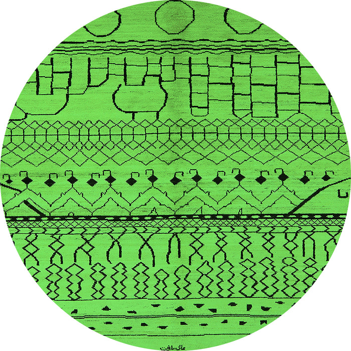 Round Machine Washable Oriental Green Industrial Area Rugs, wshurb1300grn