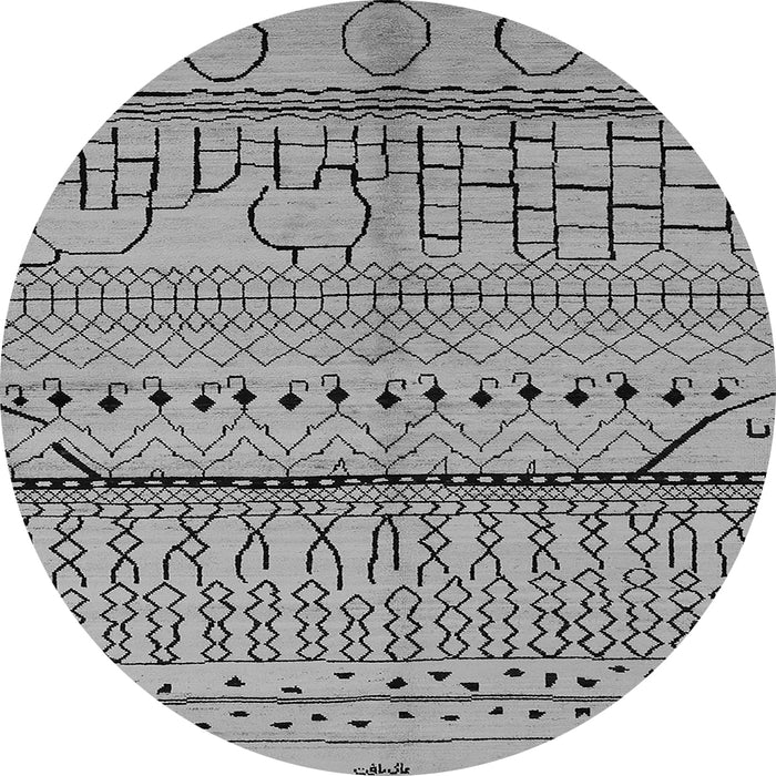 Round Oriental Gray Industrial Rug, urb1300gry