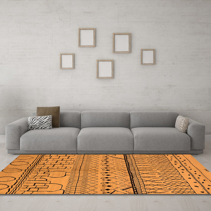 Machine Washable Oriental Orange Industrial Area Rugs in a Living Room, wshurb1300org