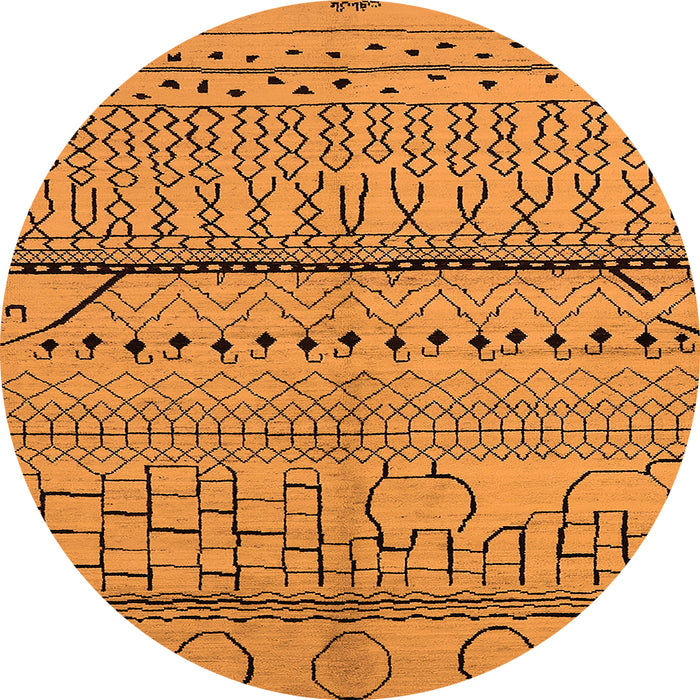 Round Machine Washable Oriental Orange Industrial Area Rugs, wshurb1300org