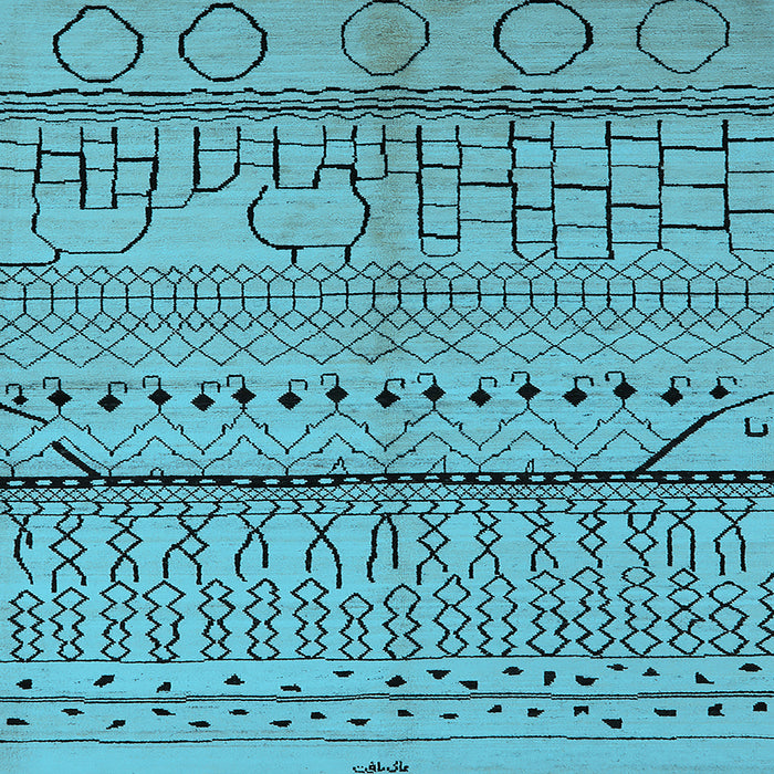 Square Oriental Light Blue Industrial Rug, urb1300lblu