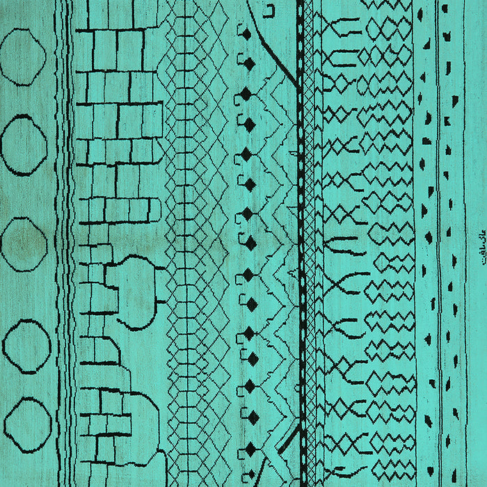 Square Oriental Turquoise Industrial Rug, urb1300turq