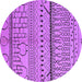 Round Machine Washable Oriental Purple Industrial Area Rugs, wshurb1300pur