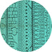 Round Oriental Turquoise Industrial Rug, urb1300turq