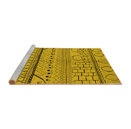 Sideview of Machine Washable Oriental Yellow Industrial Rug, wshurb1300yw
