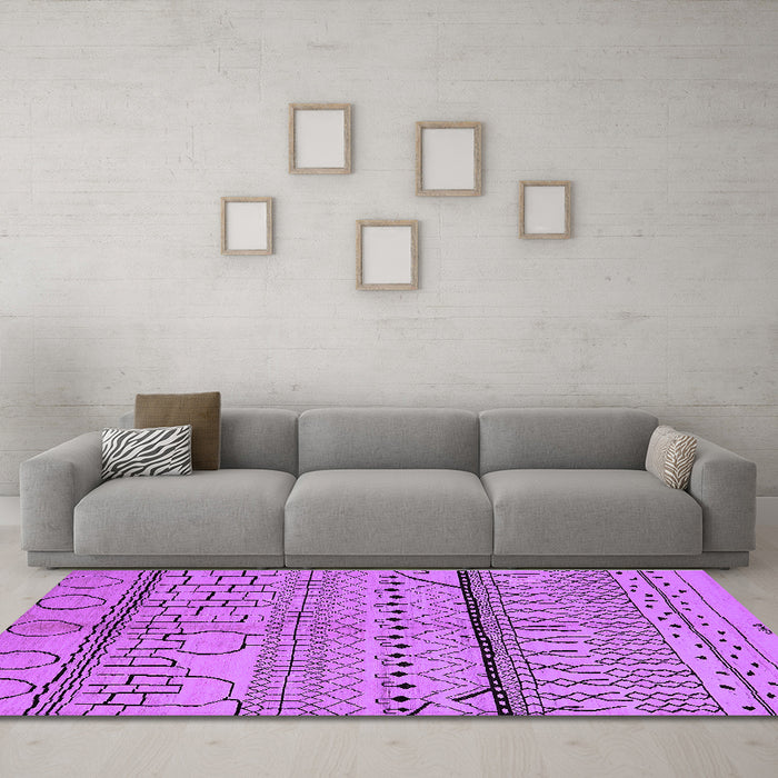 Machine Washable Oriental Purple Industrial Area Rugs in a Living Room, wshurb1300pur