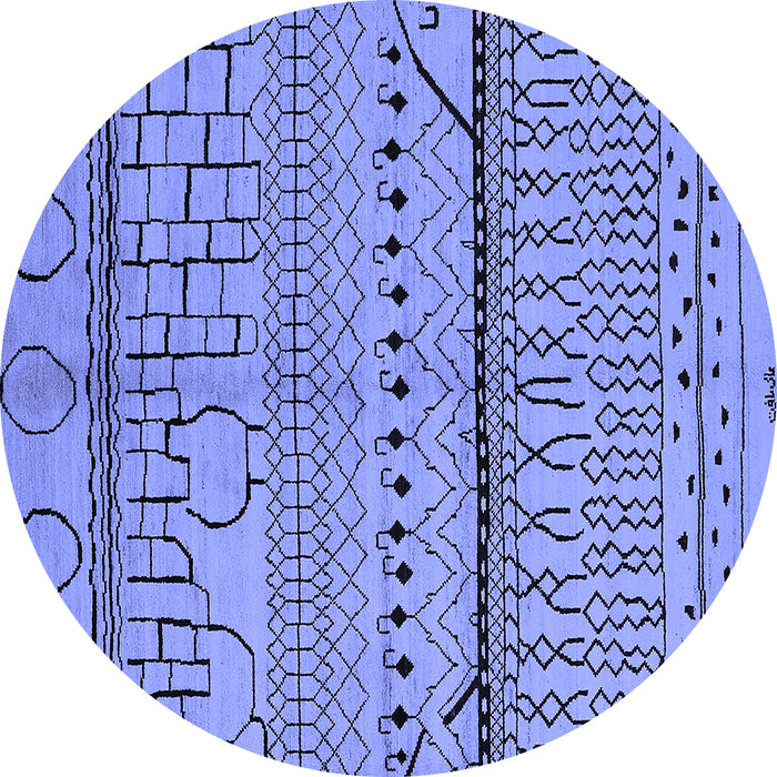 Round Oriental Blue Industrial Rug, urb1300blu