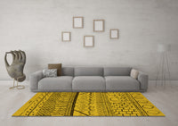 Machine Washable Oriental Yellow Industrial Rug, wshurb1301yw