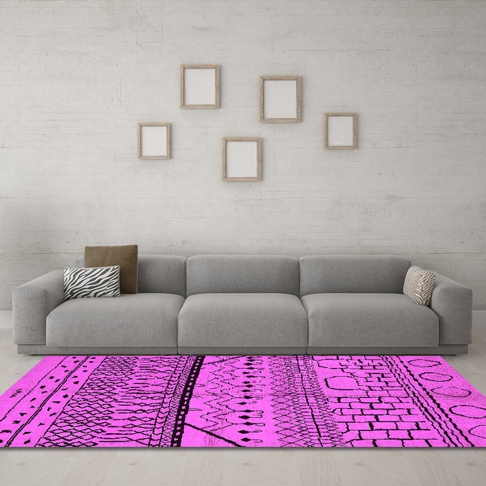 Machine Washable Oriental Pink Industrial Rug in a Living Room, wshurb1301pnk