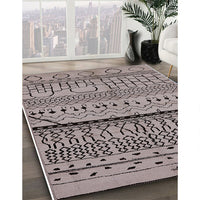 Mid-Century Modern Silver Pink Oriental Rug, urb1301