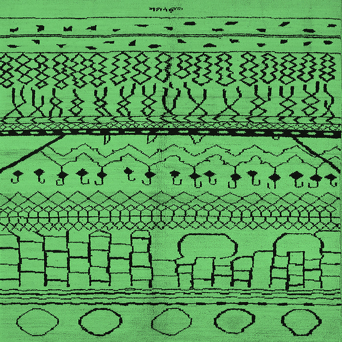 Square Machine Washable Oriental Emerald Green Industrial Area Rugs, wshurb1301emgrn