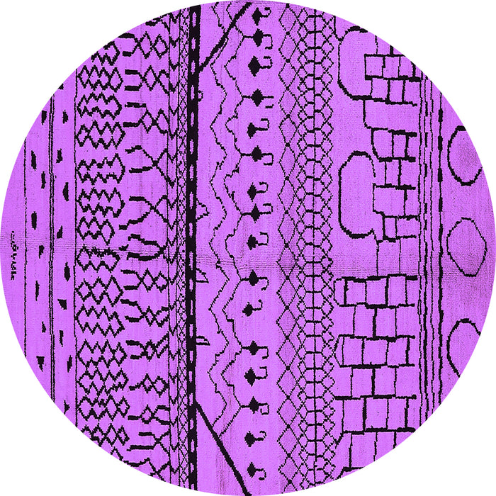 Round Machine Washable Oriental Purple Industrial Area Rugs, wshurb1301pur