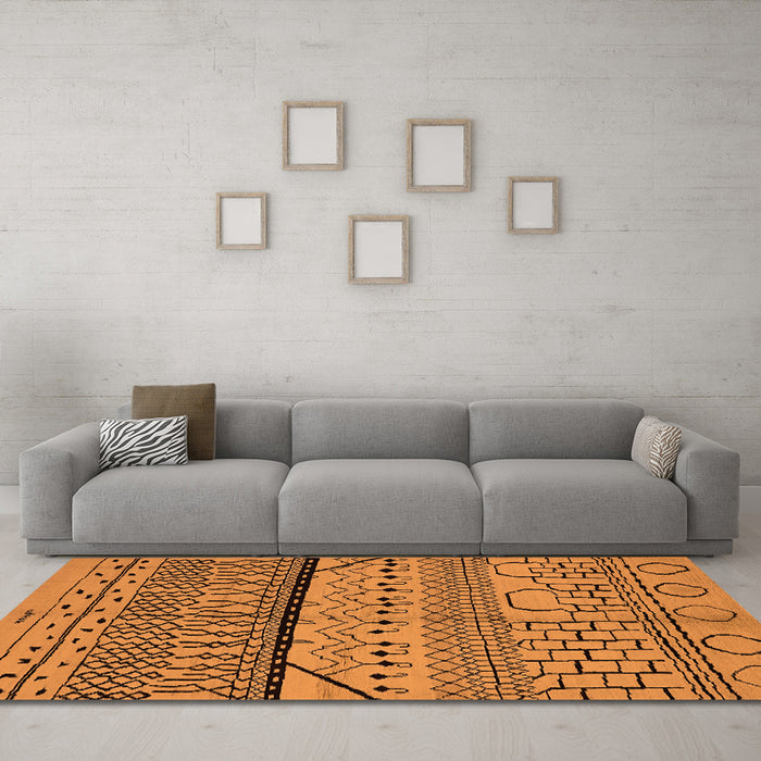 Machine Washable Oriental Orange Industrial Area Rugs in a Living Room, wshurb1301org