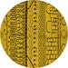 Round Oriental Yellow Industrial Rug, urb1301yw