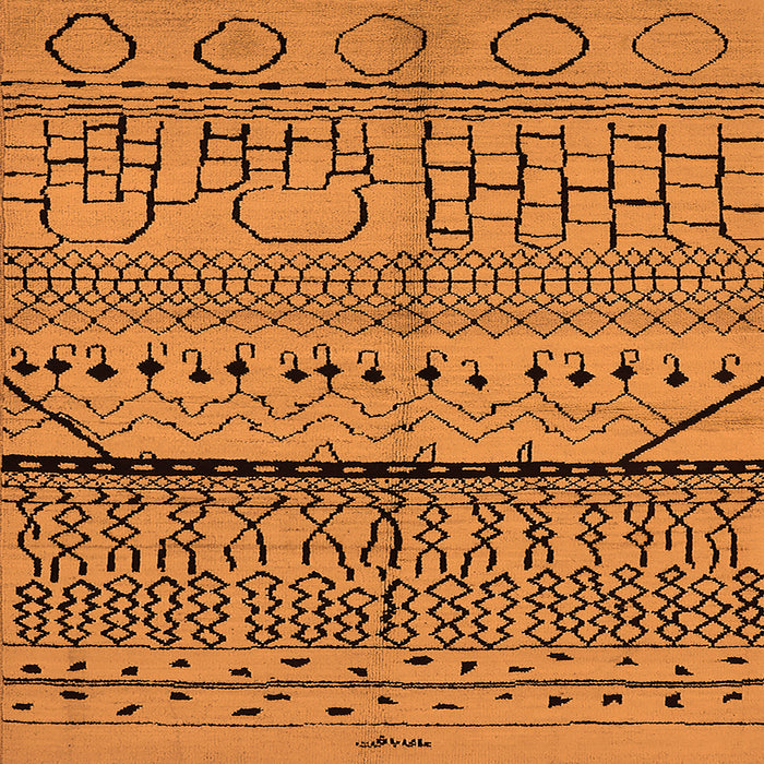 Square Machine Washable Oriental Orange Industrial Area Rugs, wshurb1301org