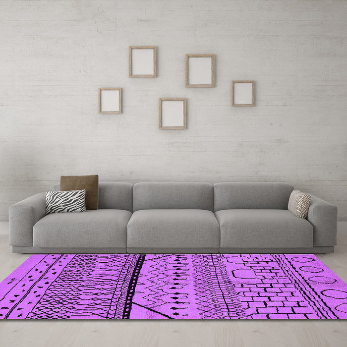 Machine Washable Oriental Purple Industrial Area Rugs in a Living Room, wshurb1301pur