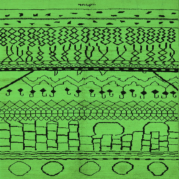 Square Machine Washable Oriental Green Industrial Area Rugs, wshurb1301grn