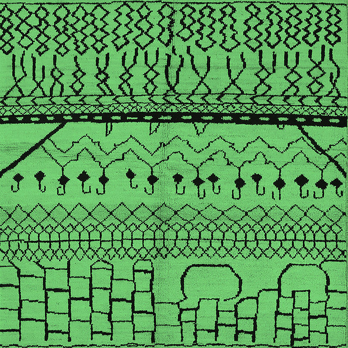 Machine Washable Oriental Emerald Green Industrial Area Rugs, wshurb1301emgrn