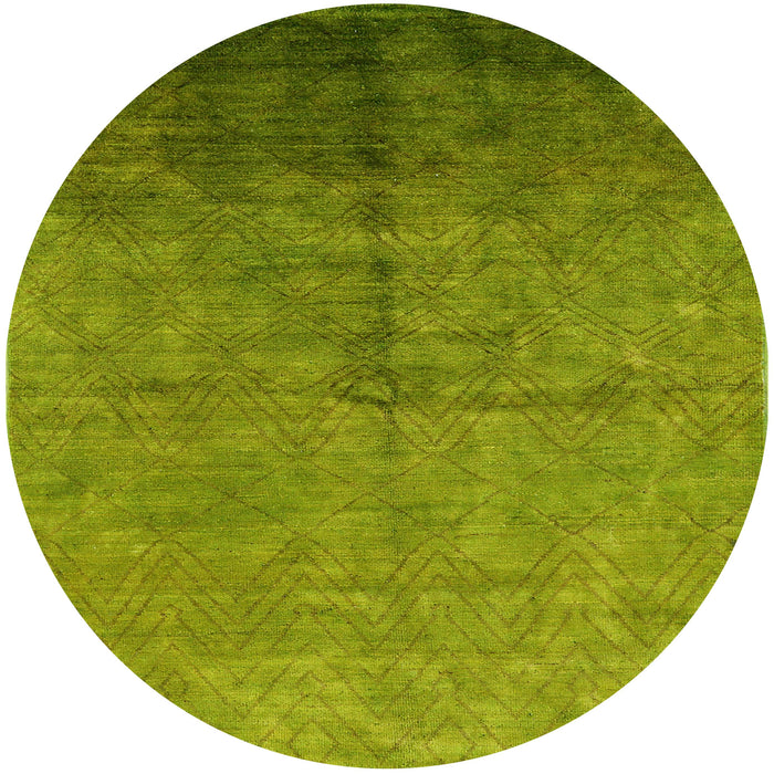 Round Mid-Century Modern Green Oriental Rug, urb1302