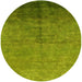 Round Mid-Century Modern Green Oriental Rug, urb1302