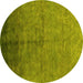 Round Oriental Yellow Industrial Rug, urb1302yw