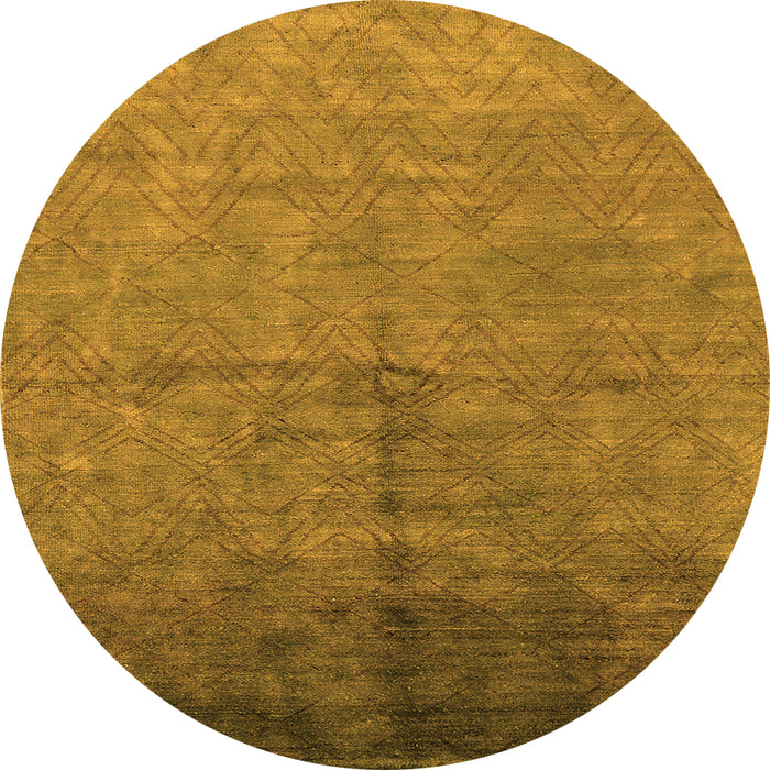 Round Machine Washable Oriental Orange Industrial Area Rugs, wshurb1302org