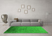 Machine Washable Oriental Green Industrial Area Rugs in a Living Room,, wshurb1302grn