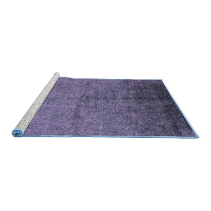 Sideview of Machine Washable Oriental Blue Industrial Rug, wshurb1302blu