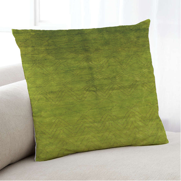 Lifestyle Image of Mid-Century Modern Urban Square Green Throw Pillow, 18 inch by 18 inch, pwurb1302