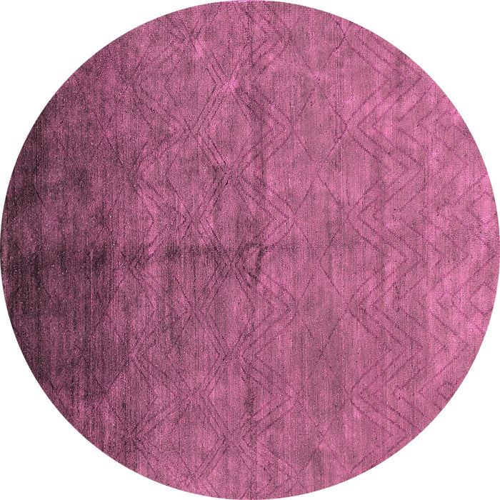 Round Machine Washable Oriental Purple Industrial Area Rugs, wshurb1302pur