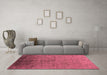 Machine Washable Oriental Pink Industrial Rug in a Living Room, wshurb1302pnk