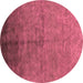 Round Oriental Pink Industrial Rug, urb1302pnk