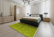 Mid-Century Modern Green Oriental Rug in a Bedroom, urb1302