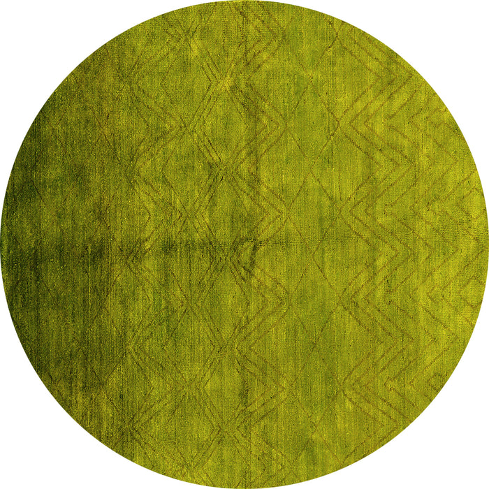 Round Machine Washable Oriental Yellow Industrial Rug, wshurb1302yw