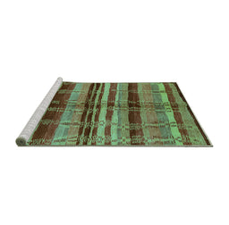 Sideview of Machine Washable Oriental Turquoise Industrial Area Rugs, wshurb1303turq