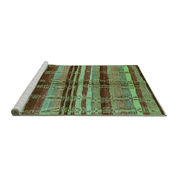 Sideview of Machine Washable Oriental Turquoise Industrial Area Rugs, wshurb1303turq