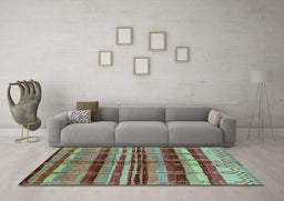 Machine Washable Oriental Light Blue Industrial Rug in a Living Room, wshurb1303lblu