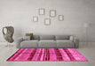 Machine Washable Oriental Pink Industrial Rug in a Living Room, wshurb1303pnk