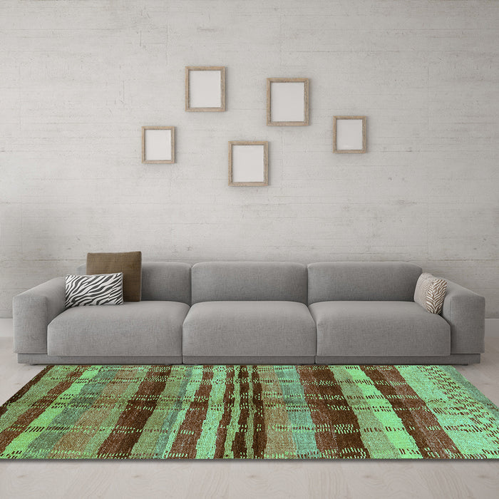 Machine Washable Oriental Turquoise Industrial Area Rugs in a Living Room,, wshurb1303turq