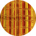 Round Oriental Yellow Industrial Rug, urb1303yw