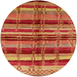 Round Machine Washable Industrial Modern Orange Rug, wshurb1303